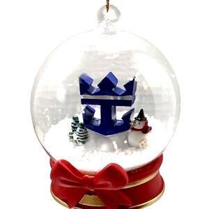 Royal Caribbean New Hand blown Glass Snow Globe Ornament Christmas Cruiser Logo